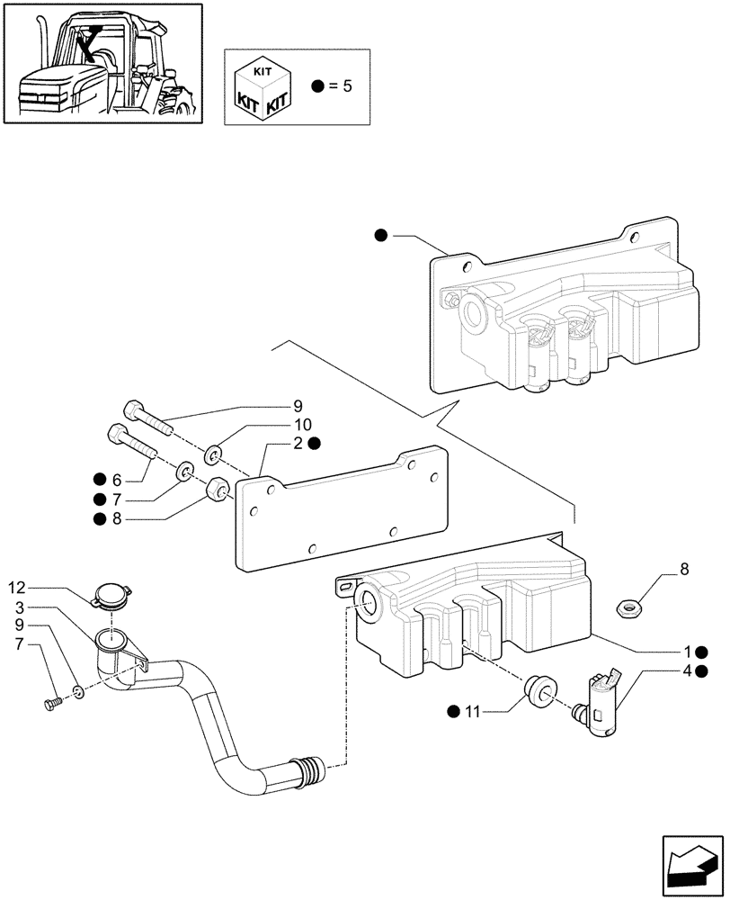 Схема запчастей Case IH PUMA 180 - (1.91.5[01]) - WINDSHIELD WIPER TANK (10) - OPERATORS PLATFORM/CAB