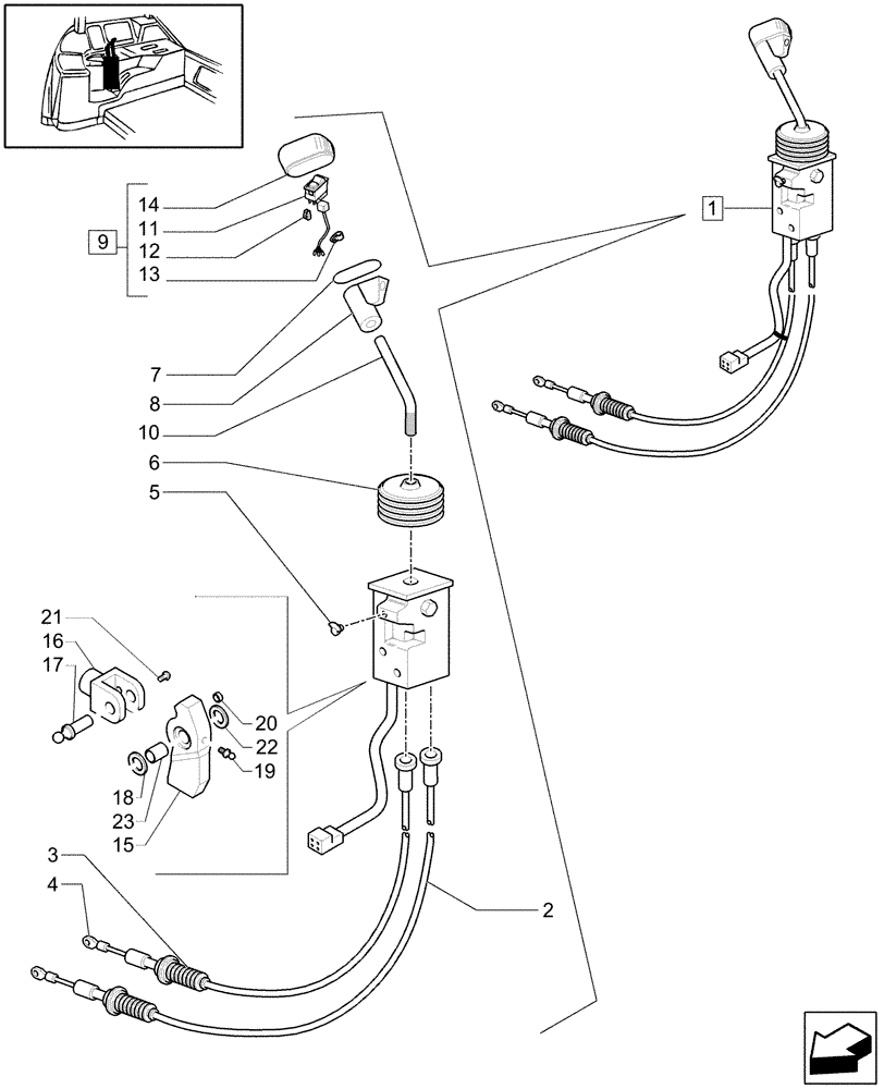 Схема запчастей Case IH MAXXUM 115 - (1.96.2/11A) - JOYSTICK FOR MIDMOUNT (NA) - BREAKDOWN (VAR.331562-332562-333821; 331820-333820 / 743747) (10) - OPERATORS PLATFORM/CAB