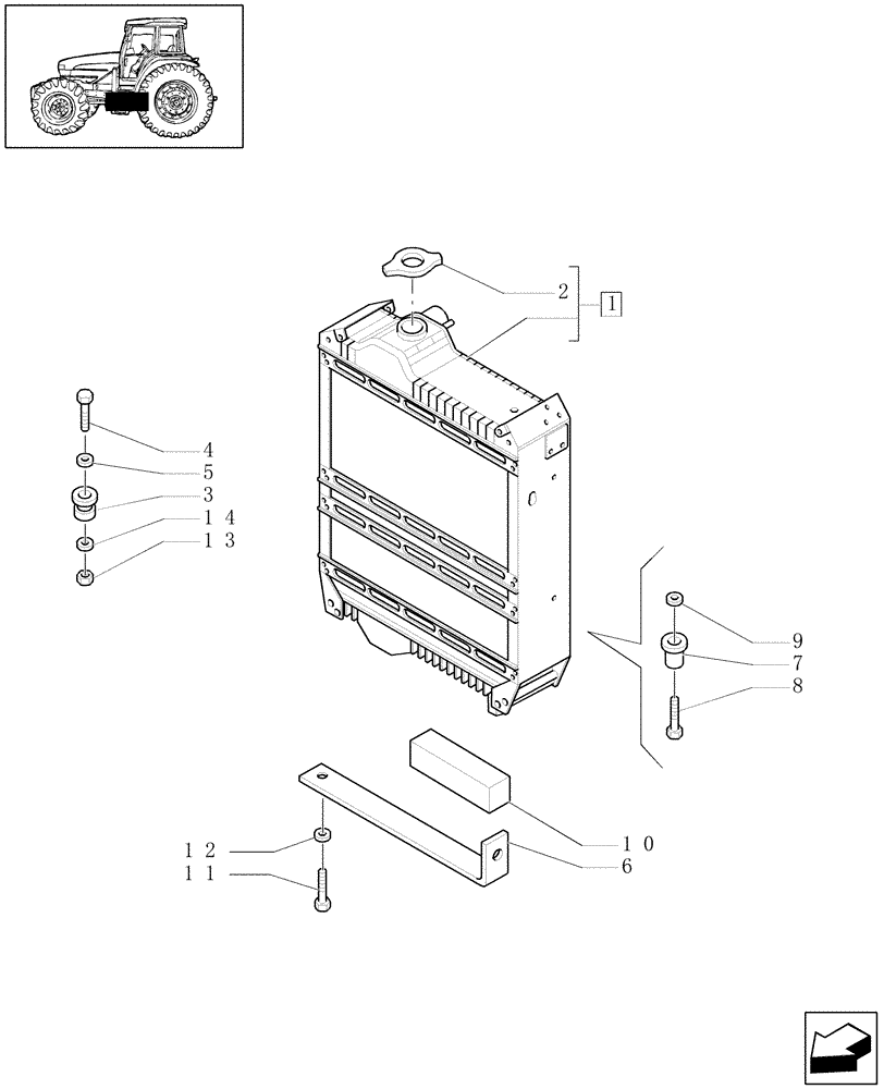 Схема запчастей Case IH MXU115 - (1.17.0[01]) - RADIATOR & RELATED PARTS (02) - ENGINE EQUIPMENT