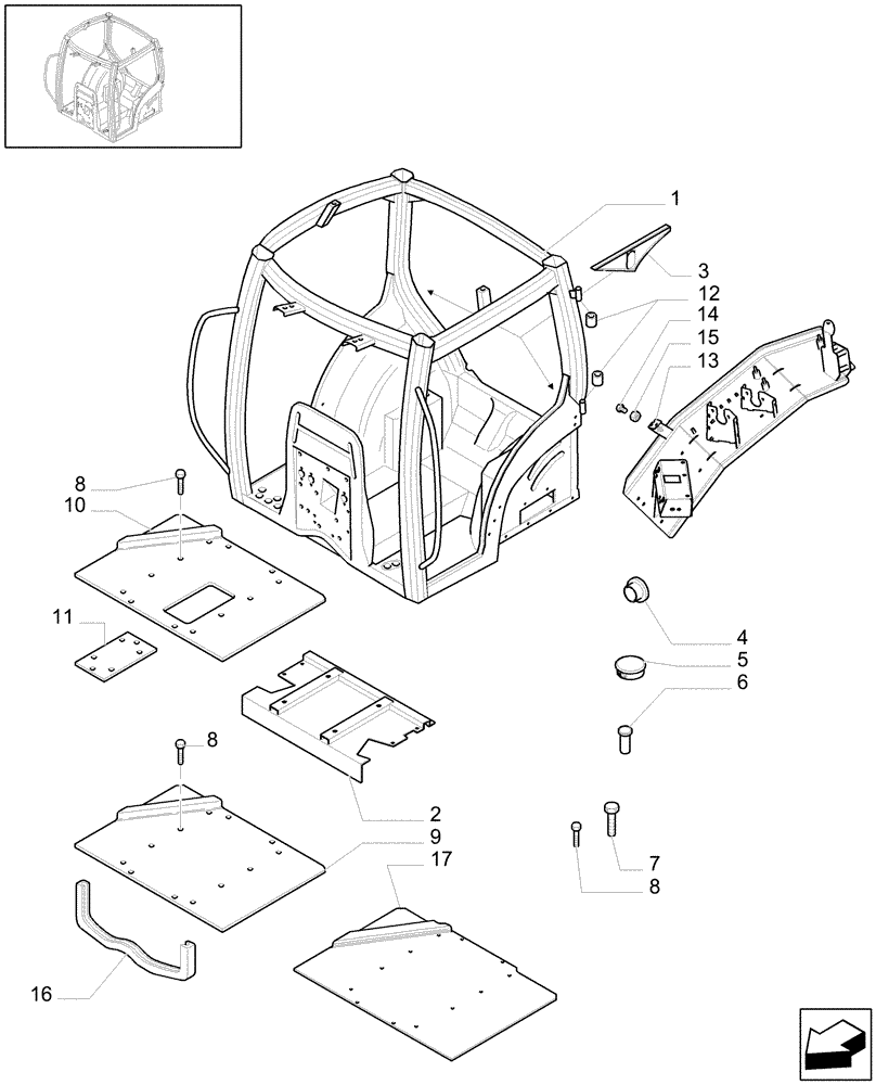 Схема запчастей Case IH MXU130 - (1.92.1) - CAB FRAME (10) - OPERATORS PLATFORM/CAB