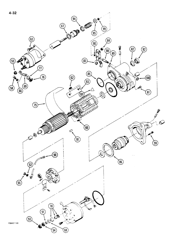 Схема запчастей Case IH 9280 - (4-32) - STARTER ASSEMBLY (CONTD) (04) - ELECTRICAL SYSTEMS