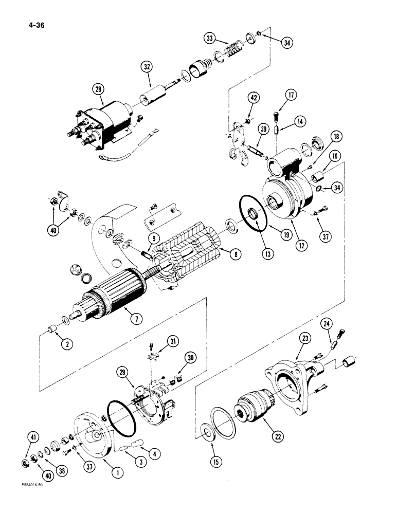 Схема запчастей Case IH STEIGER - (4-036) - STARTER ASSEMBLY, EARLY STYLE (04) - ELECTRICAL SYSTEMS