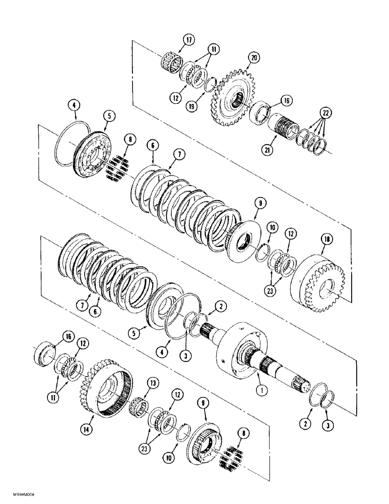 Схема запчастей Case IH 9380 QUADTRAC - (6-016) - POWER SHIFT TRANSMISSION ASSEMBLY, 7 INCH INPUT CLUTCH PACK ASSEMBLY (06) - POWER TRAIN