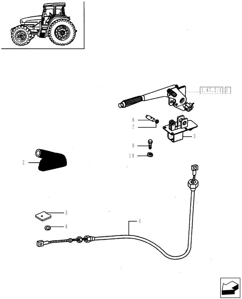 Схема запчастей Case IH JX55 - (1.67.2) - HAND BRAKE - CONTROL AND CABLE (05) - REAR AXLE