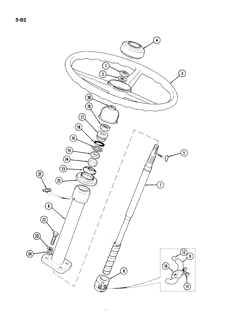 Схема запчастей Case IH 1194 - (5-082) - STEERING COLUMN, MANUAL STEERING, (NOT NORTH AMERICA) (05) - STEERING