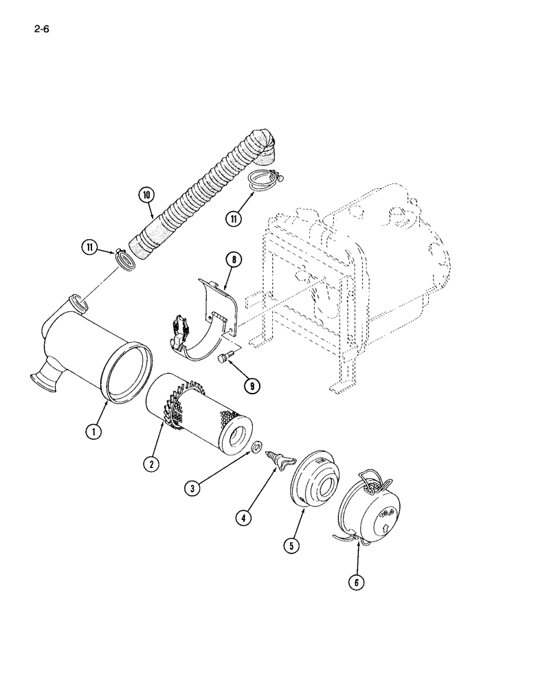 Схема запчастей Case IH 265 - (2-06) - AIR CLEANER AND CONNECTIONS (02) - ENGINE