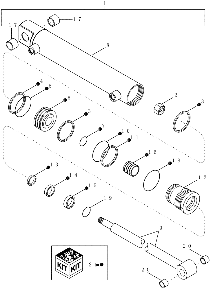 Схема запчастей Case IH LX232 - (08-17) - CYLINDER ASSEMBLY - BUCKET - WITHOUT SELF-LEVEL - BSN CAE0021674 (08) - HYDRAULICS