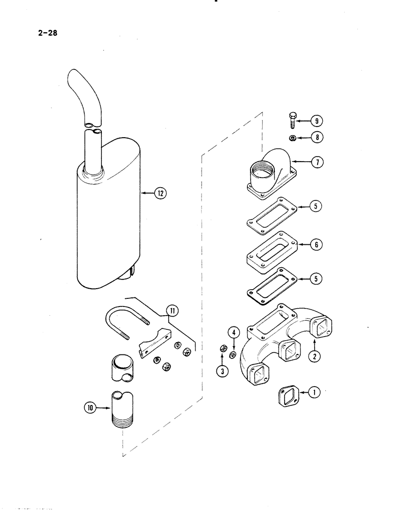 Схема запчастей Case IH 485 - (2-028) - VERTICAL EXHAUST (02) - ENGINE