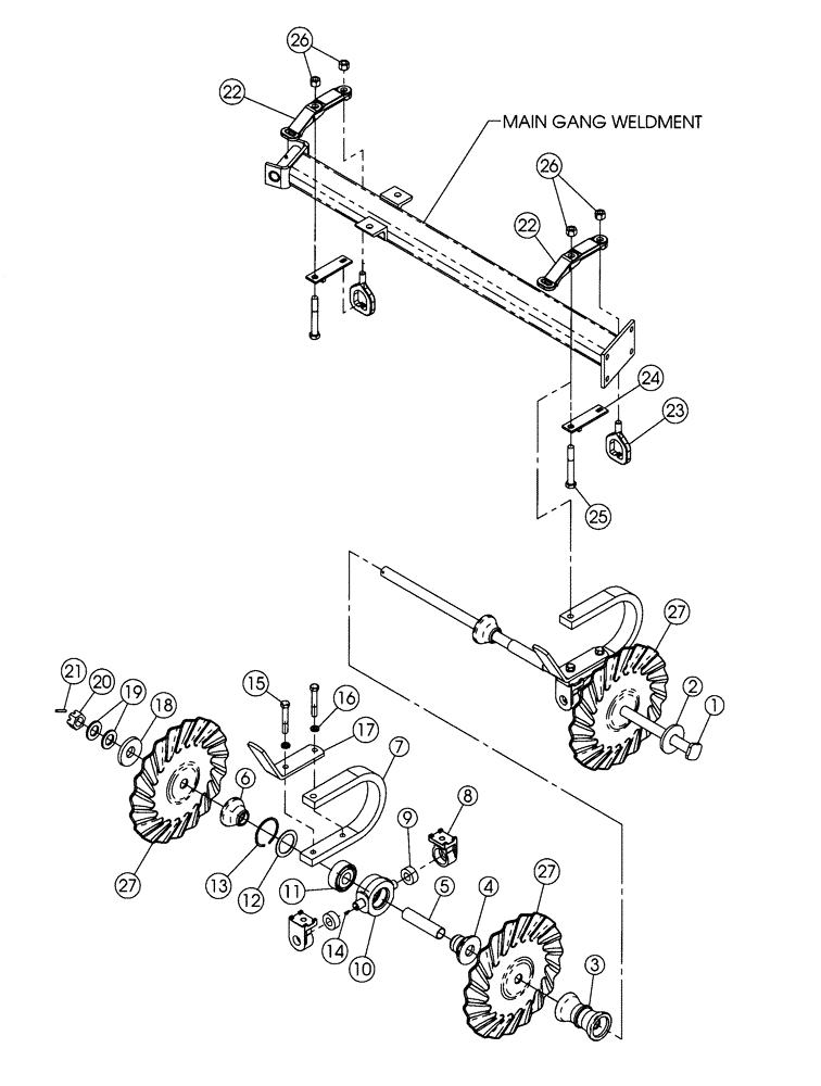 Схема запчастей Case IH 330 TRUE-TANDEM - (75.200.07) - 7-1/2 CUSHION MAIN GANG PARTS - SERIAL NUMBER JFH0043970 AND AFTER (75) - SOIL PREPARATION