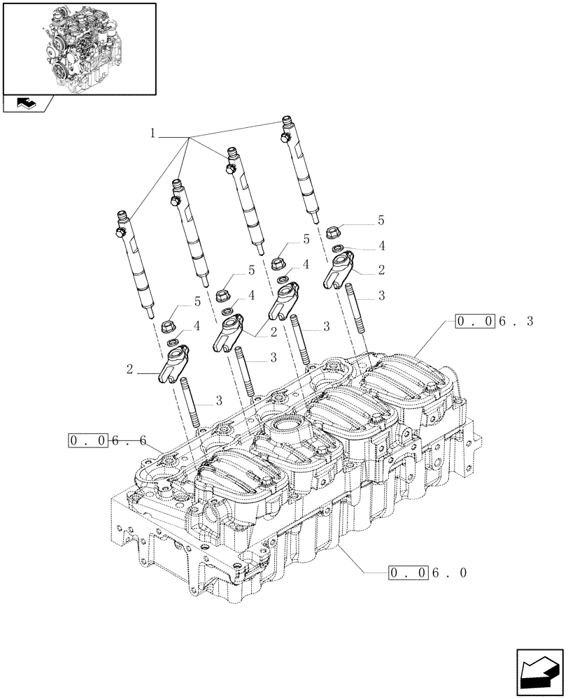 Схема запчастей Case IH FARMALL 85N - (0.14.0[02]) - INJECTION EQUIPMENT - INJECTOR (01) - ENGINE