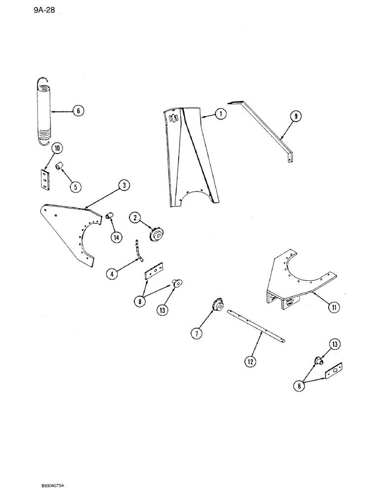 Схема запчастей Case IH 1350 - (9A-028) - AUGER LIFT ASSIST, VERTICAL AUGER, 21 AND 45 INCH (09) - CHASSIS ATTACHMENTS