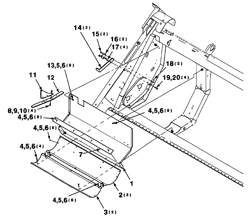 Схема запчастей Case IH 325 - (7-06) - MAINFRAME ASSEMBLY - RIGHT (15 FOOT) (58) - ATTACHMENTS/HEADERS