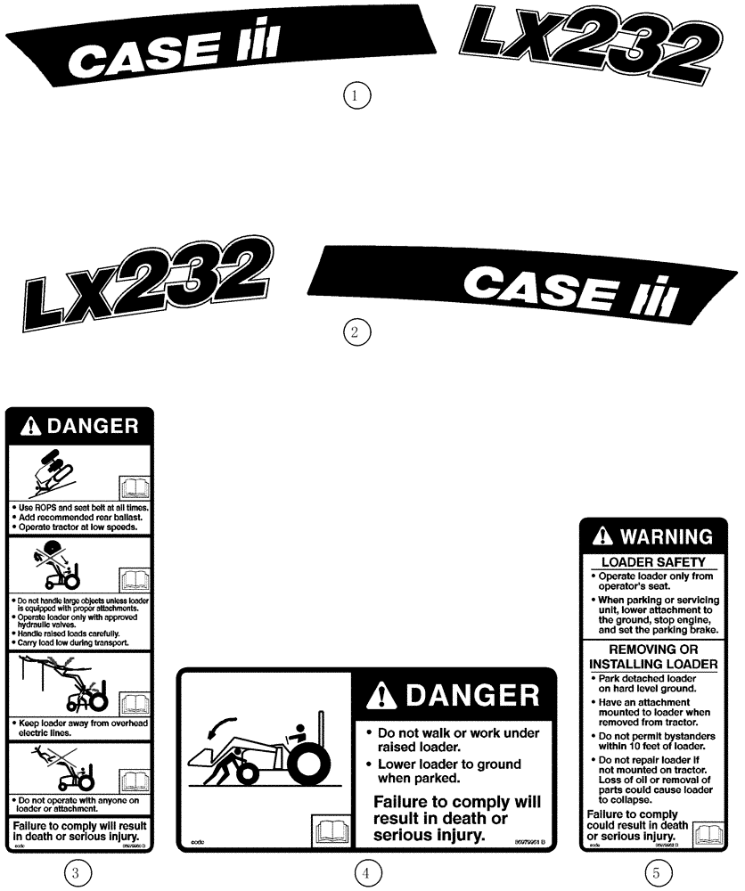 Схема запчастей Case IH LX232 - (09-26) - DECALS (09) - CHASSIS/ATTACHMENTS