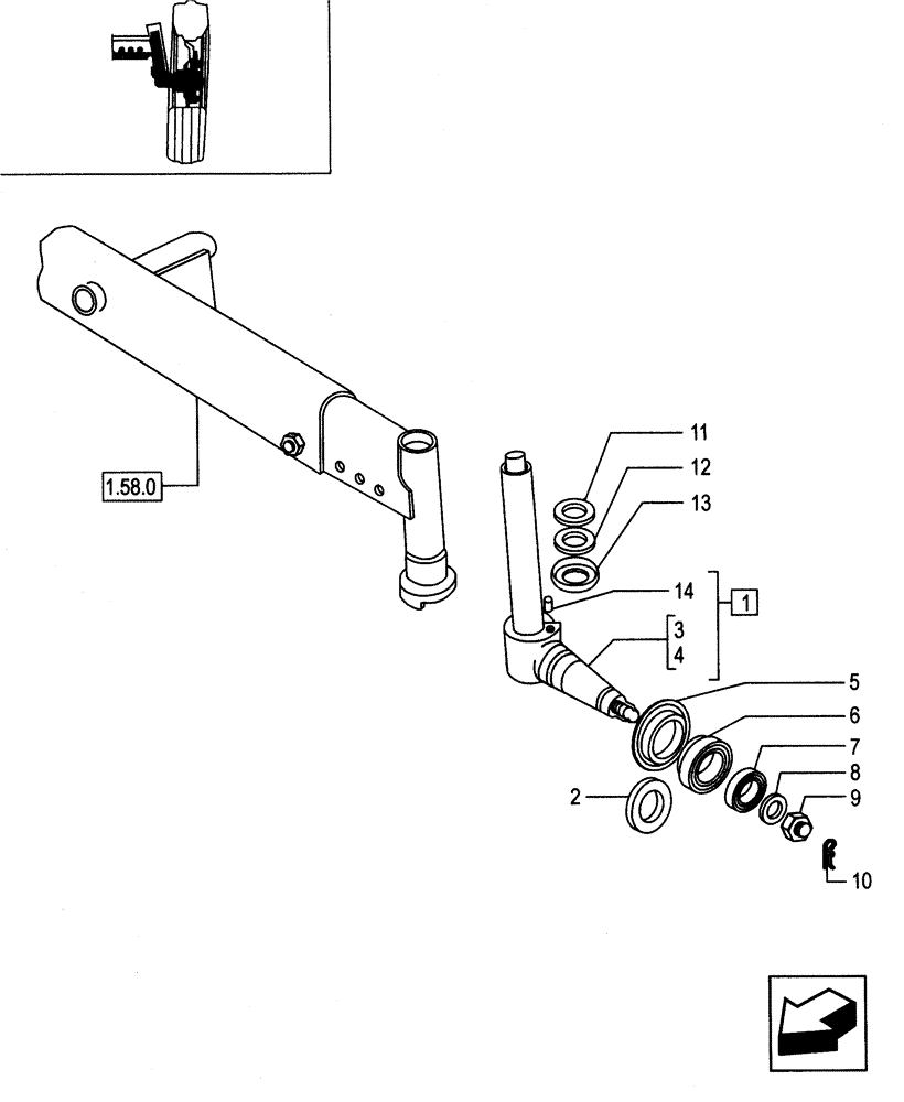 Схема запчастей Case IH JX90 - (1.58.2/01) - STEERING PIVOT PINS - RELEVANT PARTS - FOR HIGH CLEARANCE VERSION (04) - FRONT AXLE & STEERING