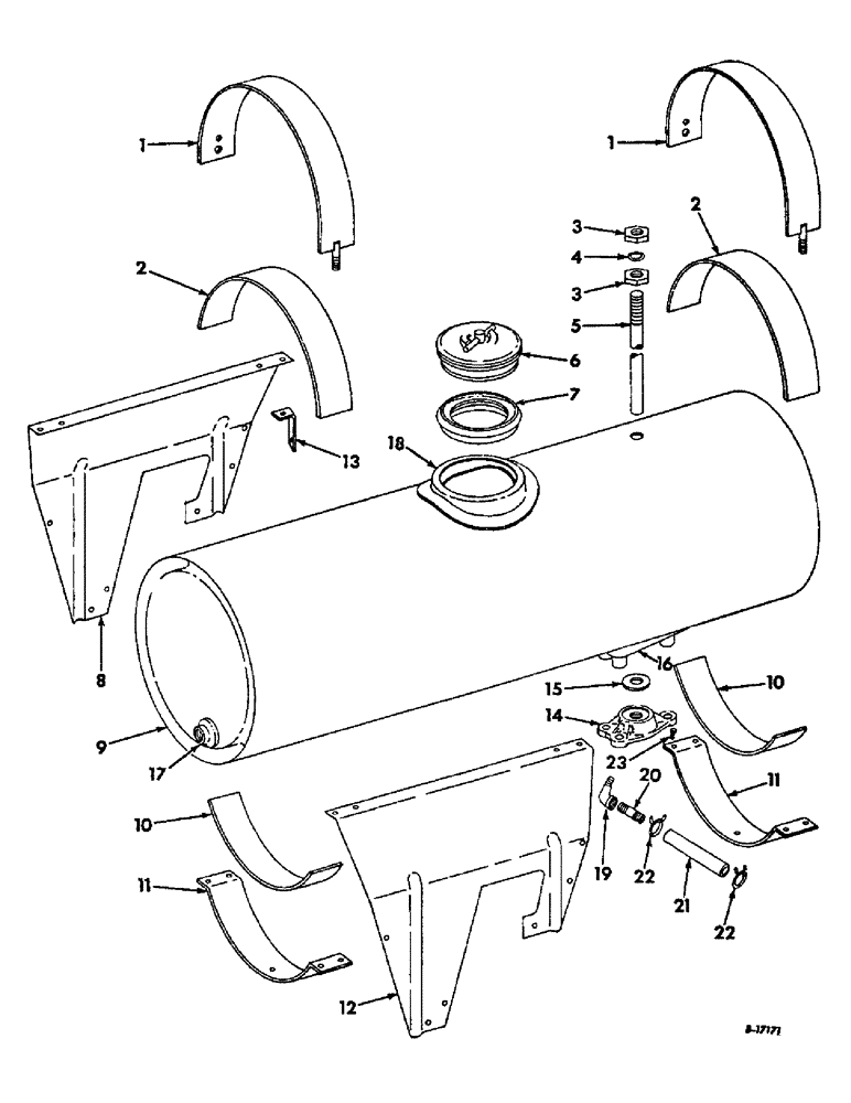 Схема запчастей Case IH LIQUID - (B-38) - SQUEEZE PUMP, CENTER MOUNTED TANK & SUPPORTS, FOR ALL 4-ROW & 56-SERIES 6-ROW PLANTERS 