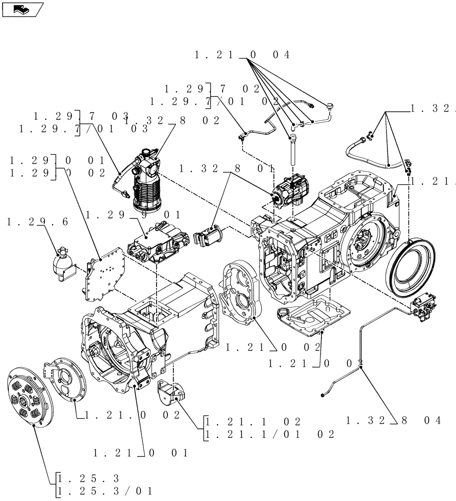 Схема запчастей Case IH MAXXUM 140 - (SEC. 03[02]) - TRANSMISSION (00) - GENERAL