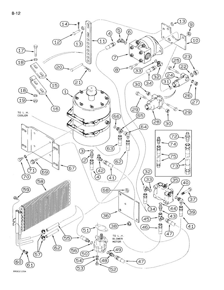 Схема запчастей Case IH 950 - (8-012) - BLOWER PUMP HYDRAULIC SYSTEM, 12 ROW NARROW, VERTICAL FOLD (08) - HYDRAULICS