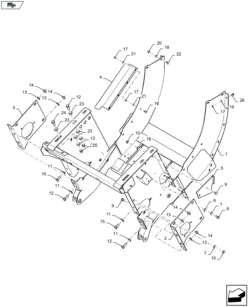 Схема запчастей Case IH LB334R - (60.280.040) - FEED CHAMBER, FRAME - C174 (60) - PRODUCT FEEDING