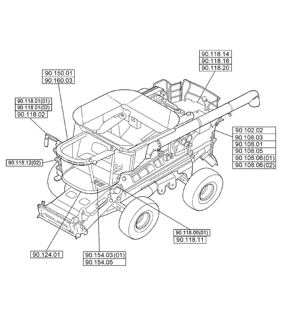 Схема запчастей Case IH 2577 - (00.000.90) - PICTORIAL INDEX - PLATFORM, CAB, BODYWORK AND DECALS (00) - GENERAL & PICTORIAL INDEX