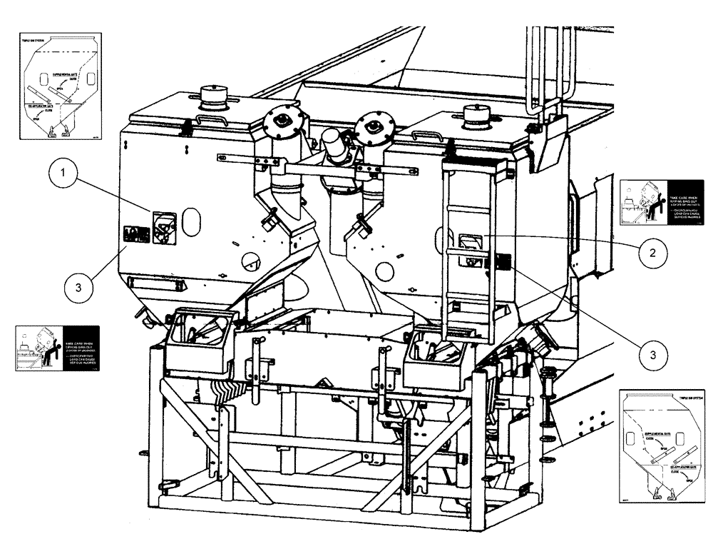 Схема запчастей Case IH 438 - (23-003) - DECAL GROUP, DOUBLE BIN & TRIPLE BIN Tarps Decals/ Miscellaneous