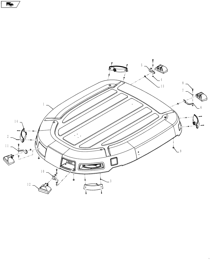 Схема запчастей Case IH 4420 - (02-006) - ROOF/A, CAB Cab Exterior