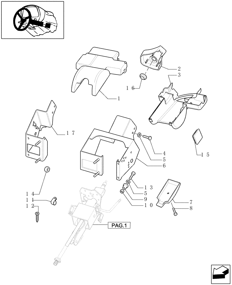 Схема запчастей Case IH MXU115 - (1.95.5/01[02]) - (VAR.110-120-300-300/1) TRANSMISSION 12X12 - COVERING SUPPORT - STEERING COLUMN (10) - OPERATORS PLATFORM/CAB