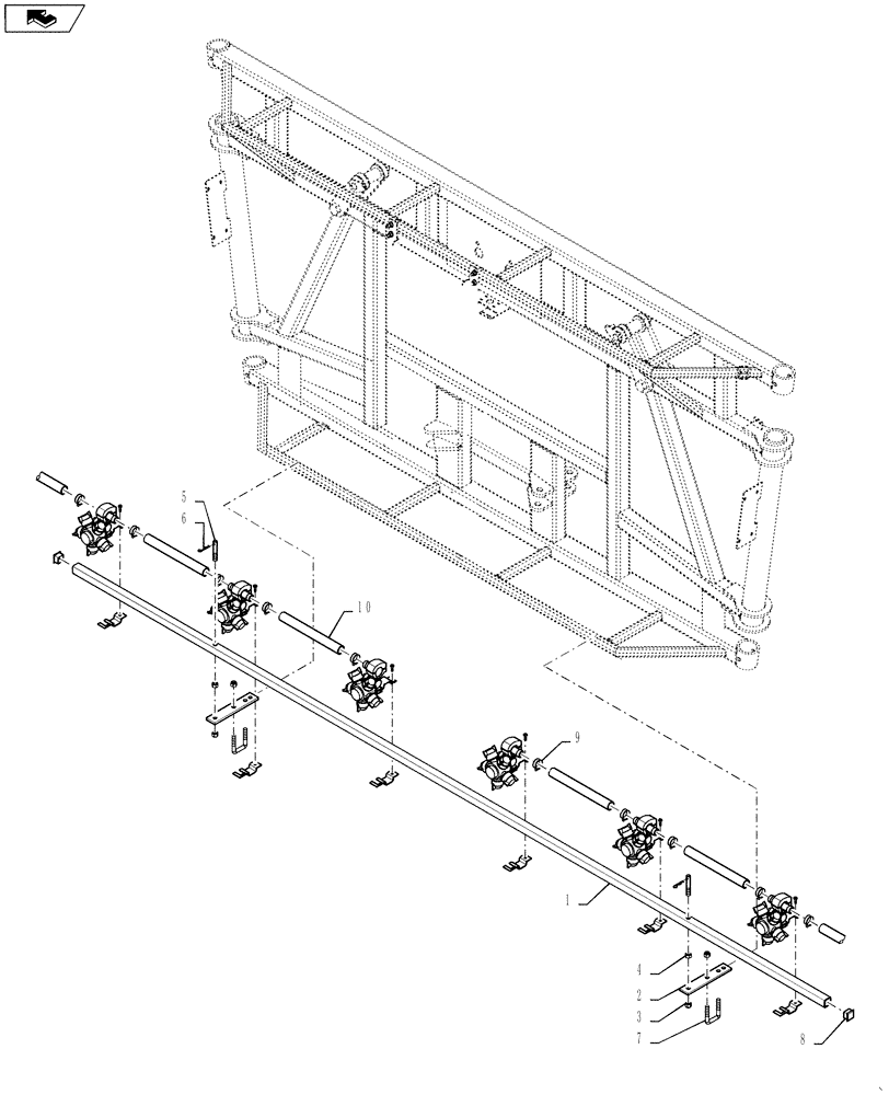 Схема запчастей Case IH 4420 - (09-053) - BOOM, CENTER SECTION PLUMBING, 6 SECTION, LO-FLOW Liquid Plumbing