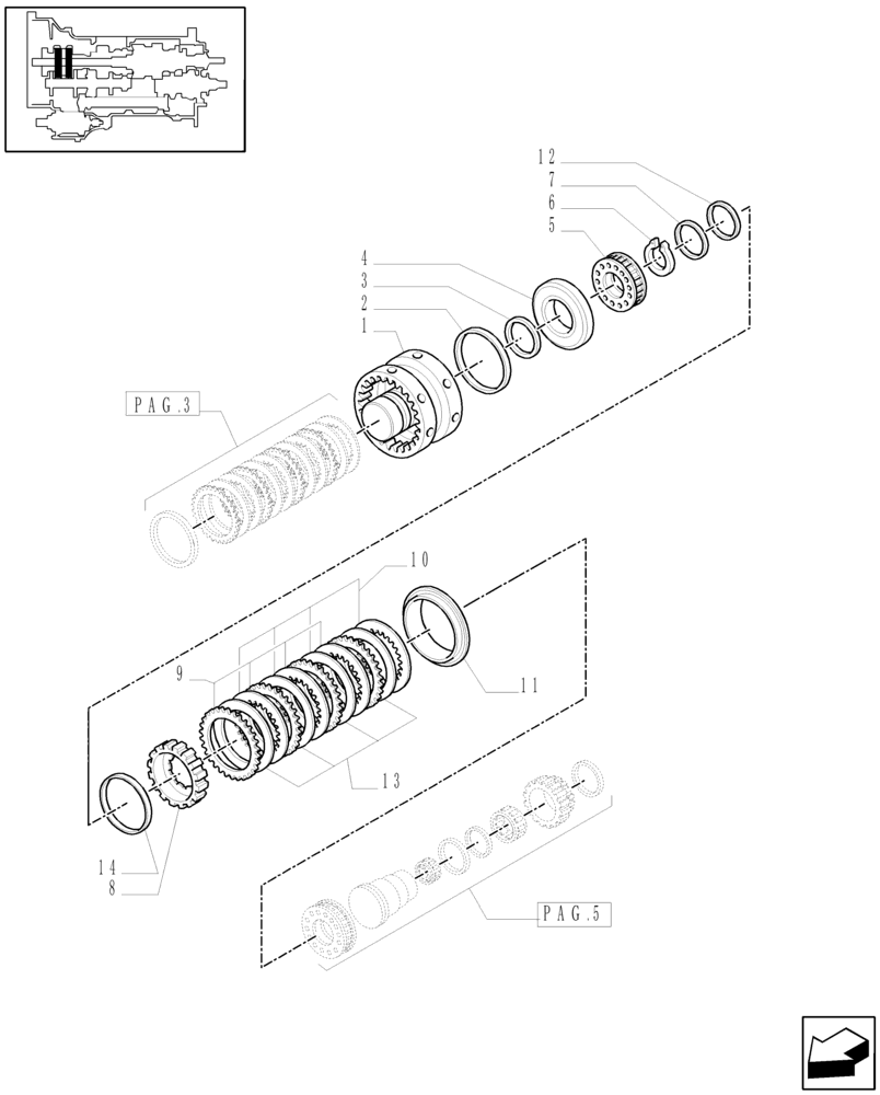 Схема запчастей Case IH MXU115 - (1.28.1/05[04]) - (VAR.085-087) 16X16 (SPS) W/P. SHUTTLE & ADV. HARNESS - CLUTCH COVER PLATE AND RELEVANT PARTS (03) - TRANSMISSION