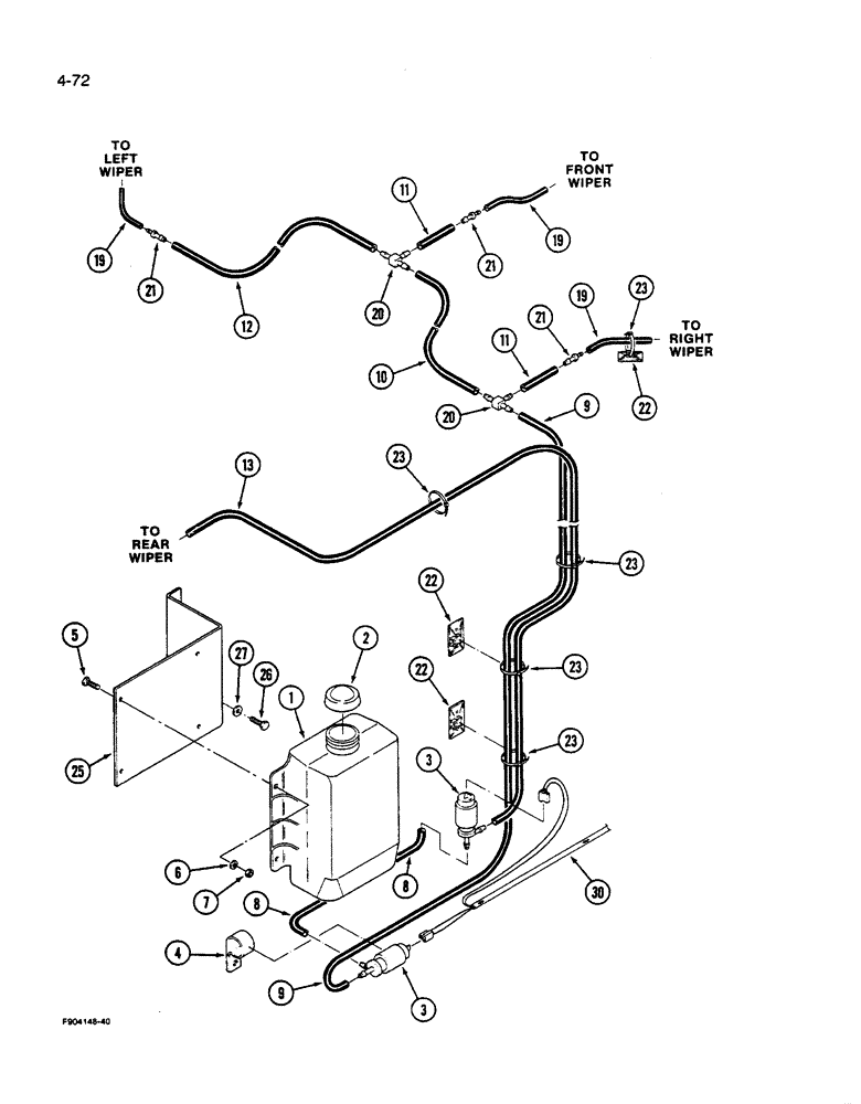 Схема запчастей Case IH 9280 - (4-072) - WINDOW WASHERS IF EQUIPPED (04) - ELECTRICAL SYSTEMS