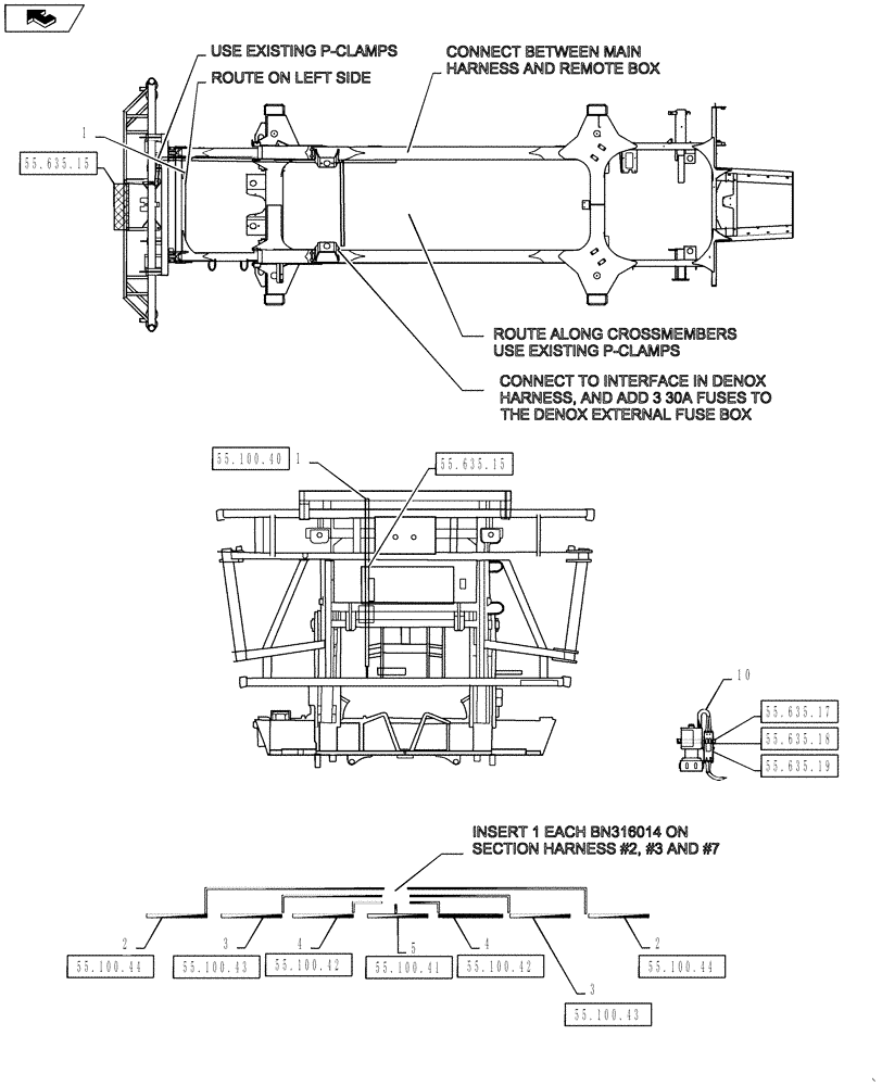 Схема запчастей Case IH 4430 - (55.635.13[02]) - AIM COMMAND, 7 SECTION, 120 BOOM HARNESS GROUP (55) - ELECTRICAL SYSTEMS