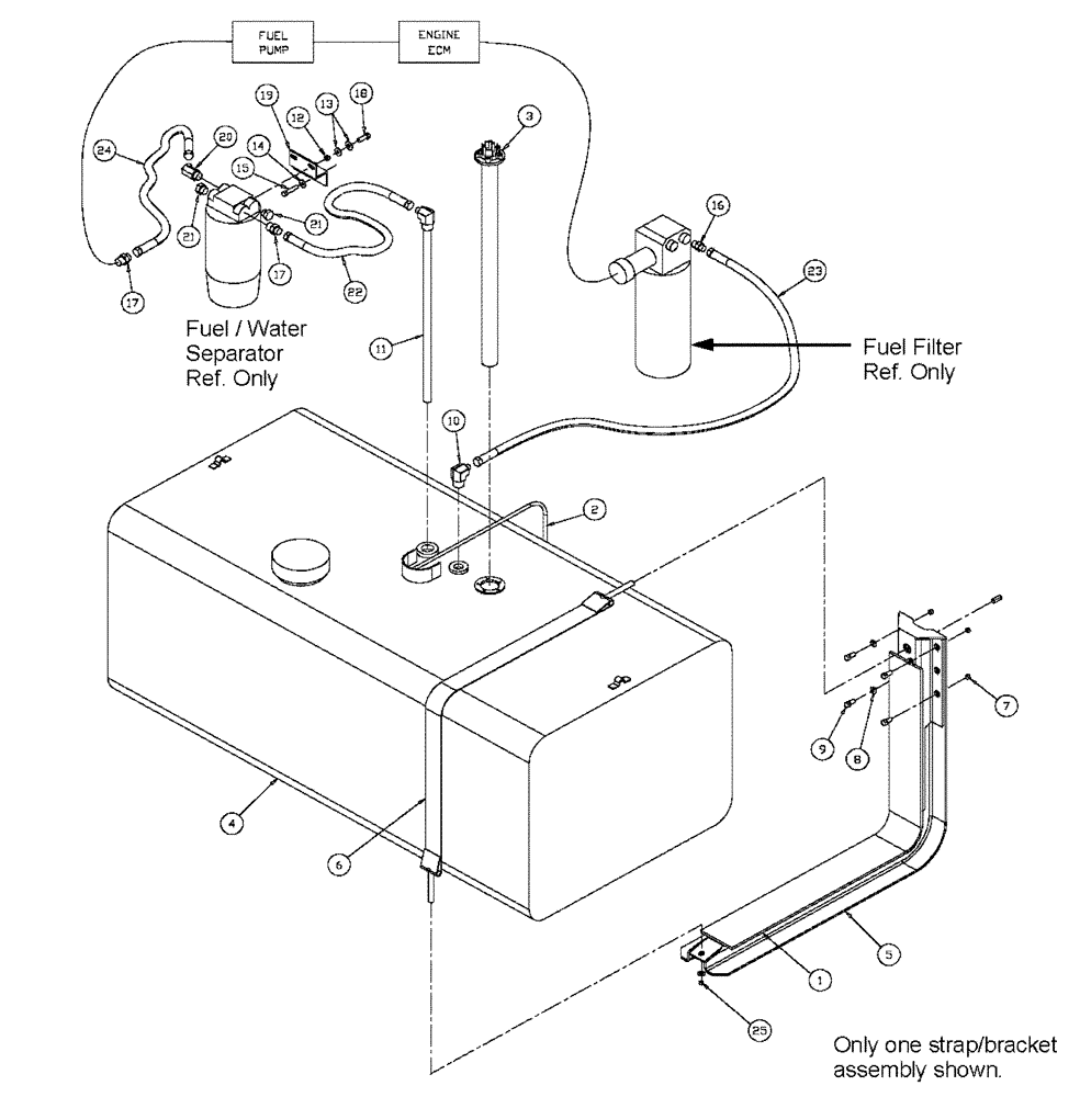 Схема запчастей Case IH 4375 - (02-005) - FUEL TANK GROUP (01) - ENGINE