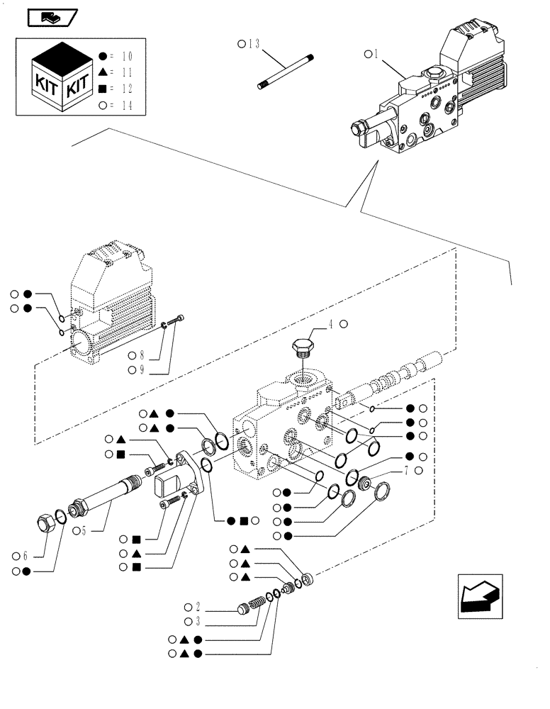 Схема запчастей Case IH MAGNUM 180 - (35.204.BS[03]) - MID-MOUNT CONTROL VALVE, COMPONENTS (35) - HYDRAULIC SYSTEMS