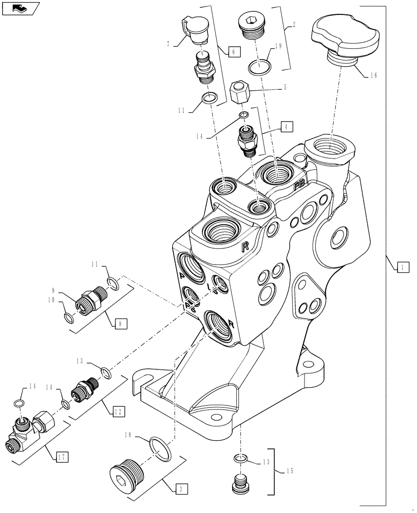 Схема запчастей Case IH MAGNUM 225 - (35.310.01) - MANIFOLD VALVE ASSY - ASN ZCRH01492 (35) - HYDRAULIC SYSTEMS