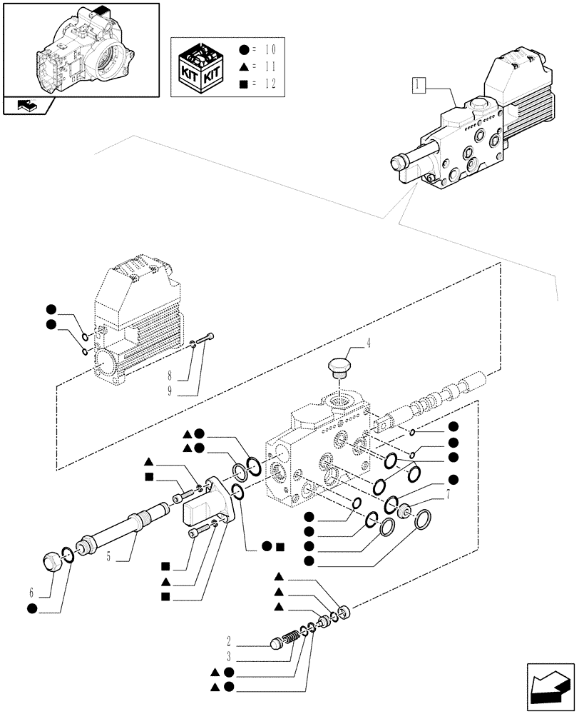 Схема запчастей Case IH PUMA 155 - (1.82.7/11E) - VALVE CONTROL - BREAKDOWN (VAR.330560-330561-330562-332821-333821-334821) (07) - HYDRAULIC SYSTEM