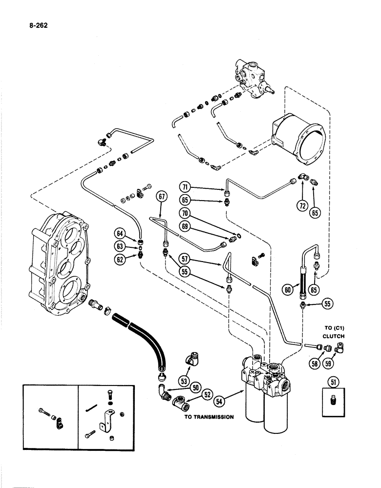 Схема запчастей Case IH 4894 - (8-262) - PTO HYDRAULICS AND LUBRICATION TUBES (08) - HYDRAULICS