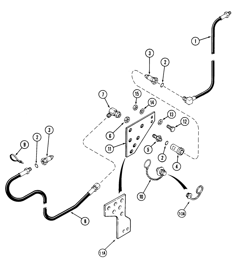 Схема запчастей Case IH 520 - (8-08) - AUXILIARY VALVE HYDRAULICS, MID-MOUNT HOSE KIT (08) - HYDRAULICS