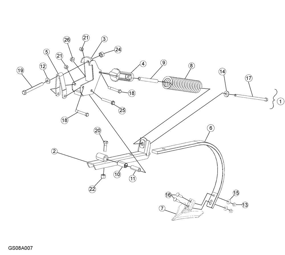 Схема запчастей Case IH TIGERMATE II - (75.200.01) - TIGERMATE 200 SHANK ASSEMBLY (75) - SOIL PREPARATION