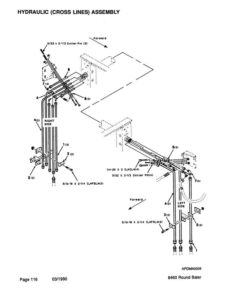 Схема запчастей Case IH 8460 - (116) - HYDRAULIC, CROSS LINES, ASSEMBLY (07) - HYDRAULICS