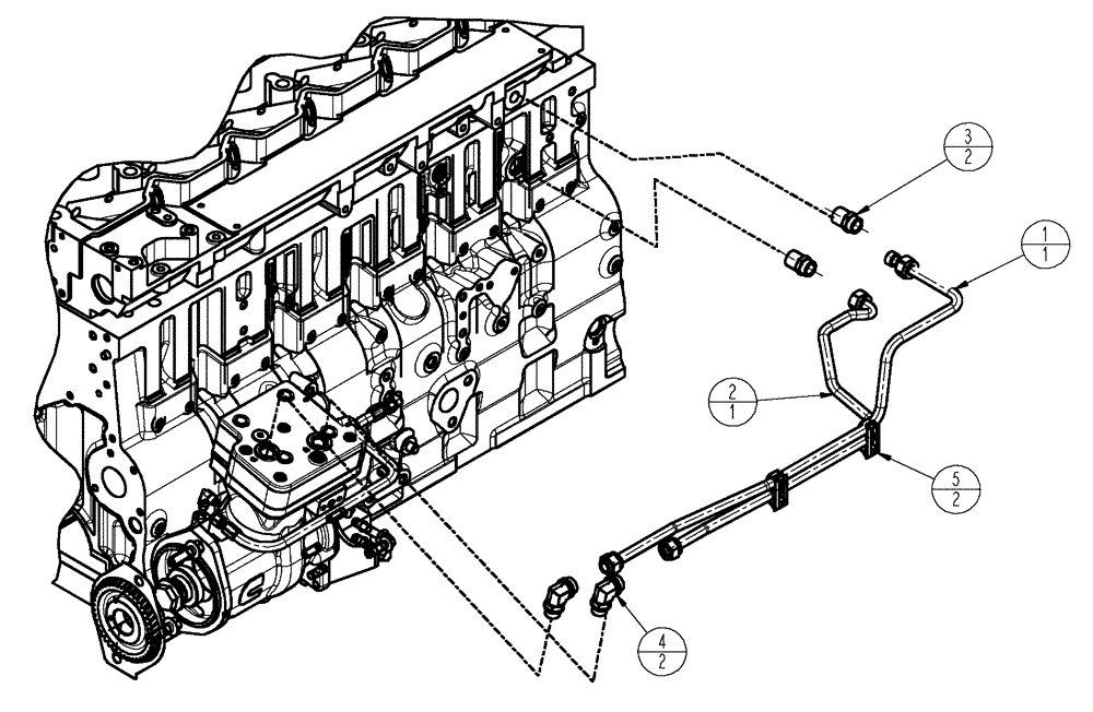 Схема запчастей Case IH TITAN 4520 - (02-008) - COOLANT LINES GROUP, AIR COMPRESSOR (01) - ENGINE