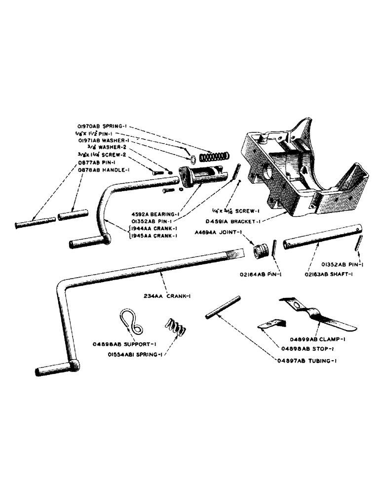 Схема запчастей Case IH DO-SERIES - (045) - STARTING CRANK AND RADIATOR BRACKET, D, DC, DH, DO, DV (02) - ENGINE