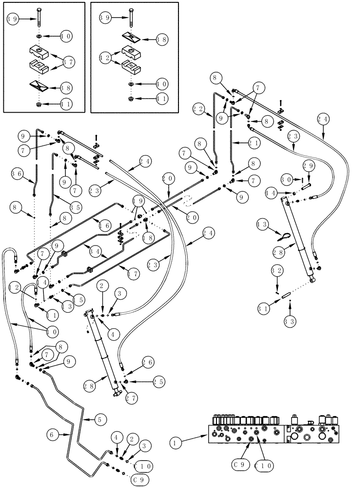 Схема запчастей Case IH CPX610 - (08-17) - BASKET DOOR CYLINDER SYSTEM - ASN JJC0250100 (07) - HYDRAULICS