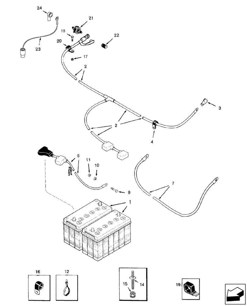 Схема запчастей Case IH 2588 - (55.100.09) - BATTERY - CABLES (55) - ELECTRICAL SYSTEMS