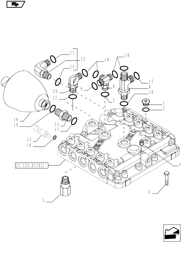 Схема запчастей Case IH MAGNUM 180 - (21.135.01[04]) - TRANSMISSION 19X6, TOP COVER CONTROL VALVE & RELATED PARTS, WITH POWERSHIFT TRANSMISSION (21) - TRANSMISSION