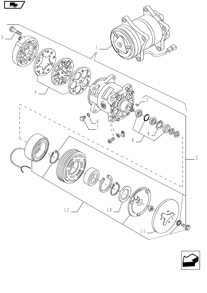 Схема запчастей Case IH MAGNUM 180 - (50.200.11) - COMPRESSOR, ASSEMBLY (50) - CAB CLIMATE CONTROL