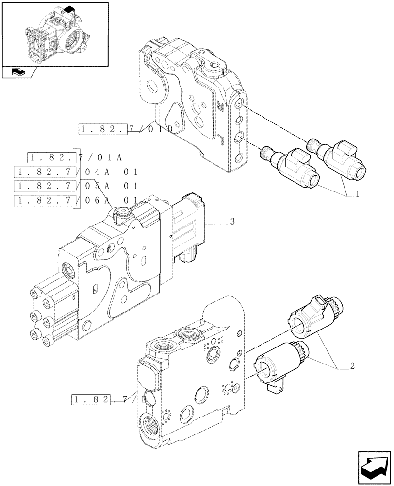 Схема запчастей Case IH PUMA 180 - (1.75.0[10]) - REAR ELECTRONIC REMOTE CONTROL VALVES AND SOLENOID VALVES (06) - ELECTRICAL SYSTEMS