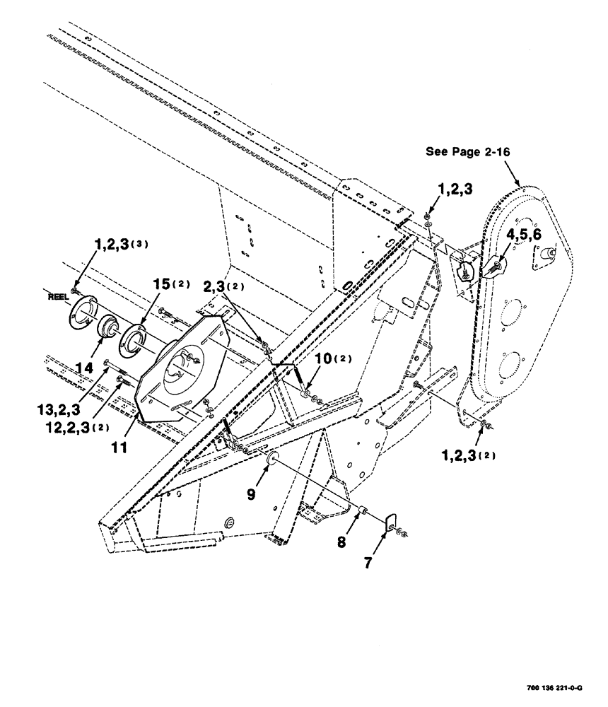 Схема запчастей Case IH 525 - (02-014) - REEL DRIVE ASSEMBLY (LEFT) (58) - ATTACHMENTS/HEADERS