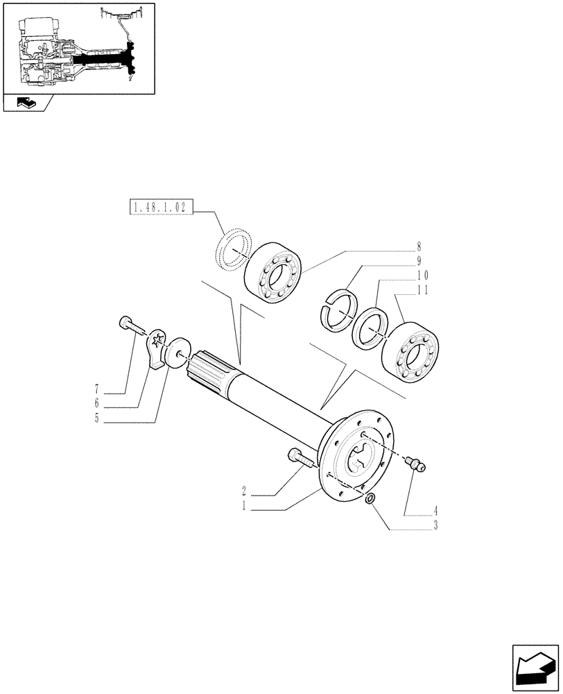 Схема запчастей Case IH FARMALL 85N - (1.48.1[01]) - FINAL DRIVE, GEARS AND SHAFTS (05) - REAR AXLE