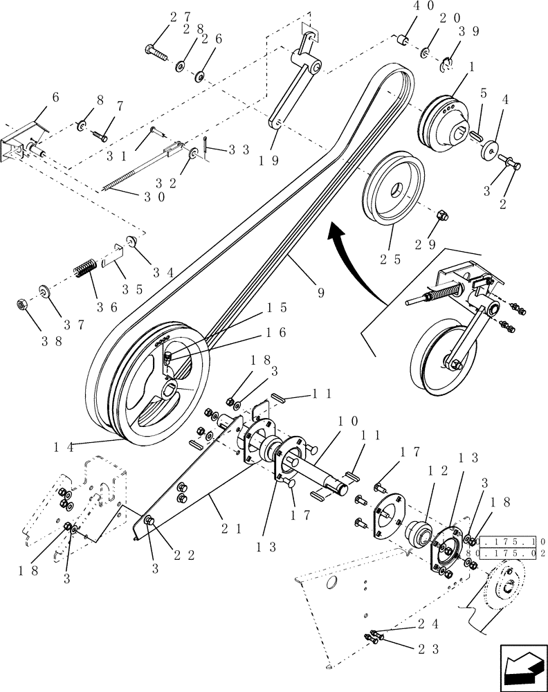 Схема запчастей Case IH 8120 - (80.180.12) - UNLOADING DRIVE (80) - CROP STORAGE/UNLOADING