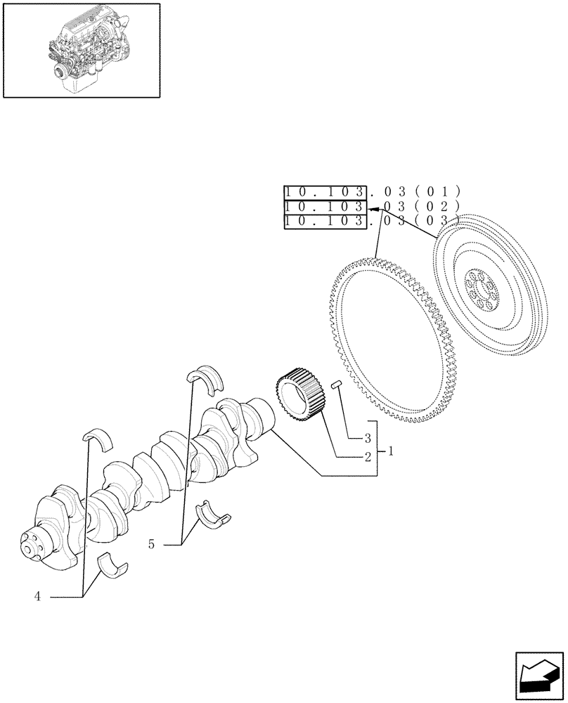 Схема запчастей Case IH 7120 - (10.103.01[01]) - CRANKSHAFT - 7120/7120(LA) (10) - ENGINE