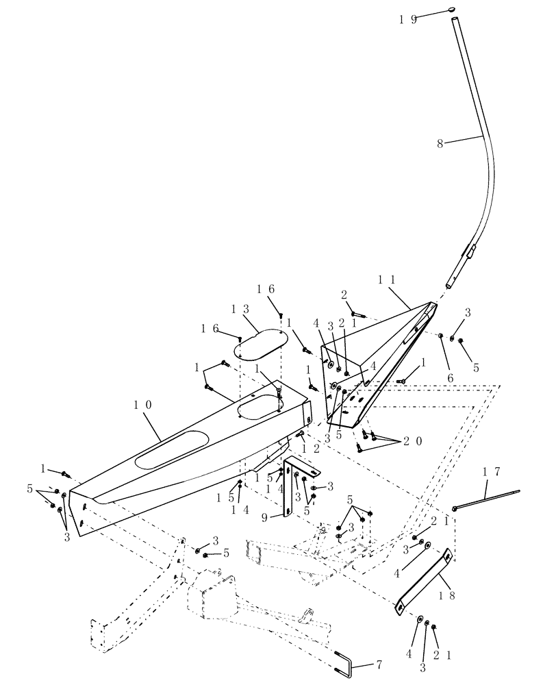 Схема запчастей Case IH DHX181 - (1.04) - CROP DEFLECTOR, RH, NON-DRIVE, PRIOR TO PIN K01 2002 (12) - MAIN FRAME